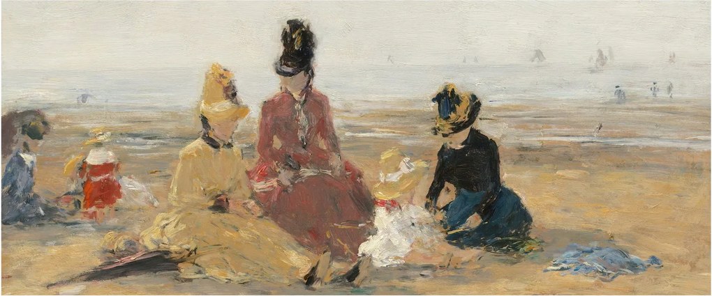 Tablou - Eugène Boudin, On the Beach, Trouville, reproducere (120x50 cm)