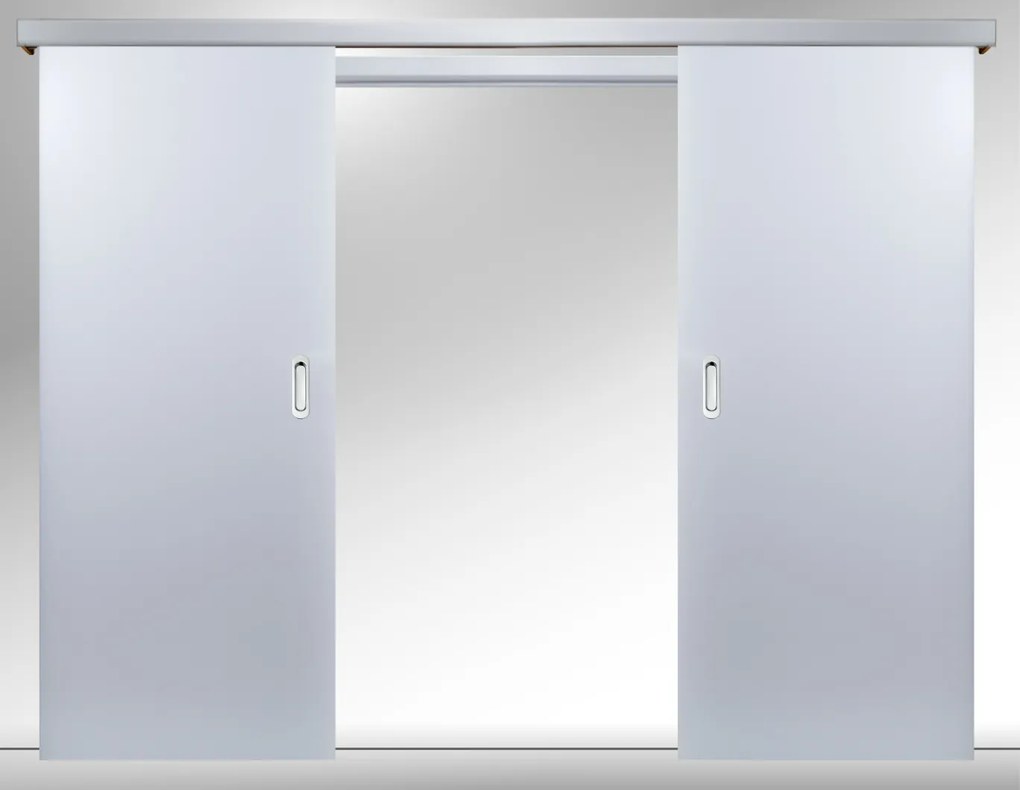 Usa glisanta dubla aplicata pe perete - Alb Toc de bordare 160-250 mm, 1640 x 2010 mm, Alb, Folie Decor