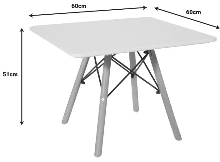 Masa pentru copii Natali MDF alb si lemn de fag natural 60x60x51 cm