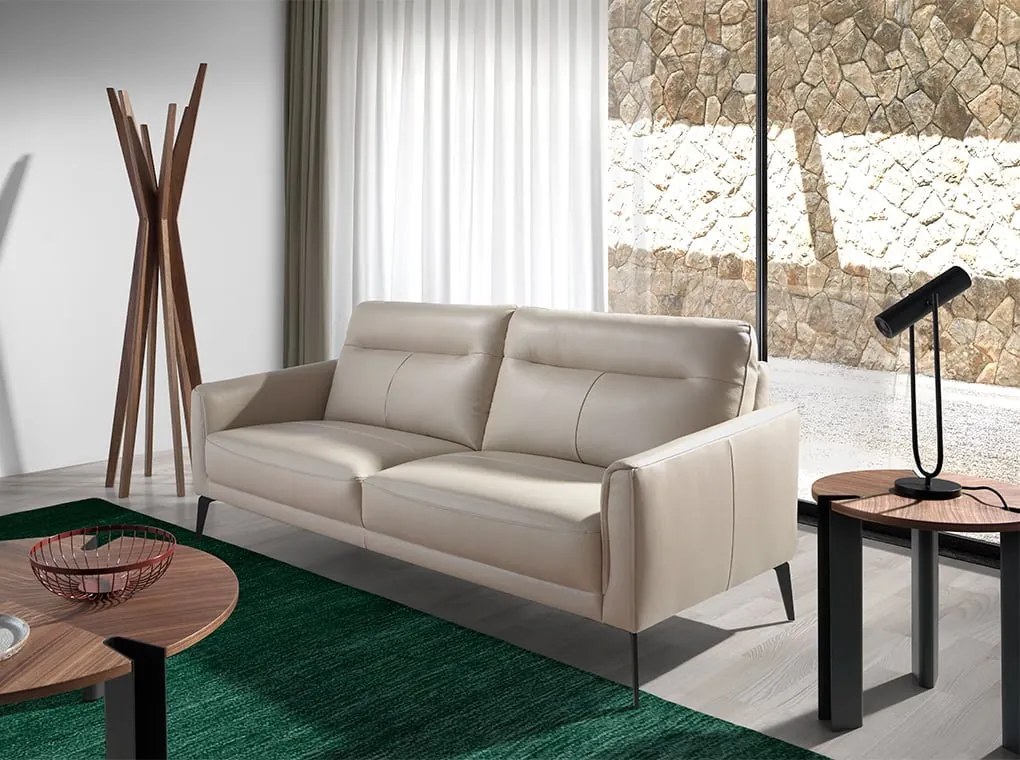 Canapea 3 locuri eleganta, design italian Cowhide leather taupe grey