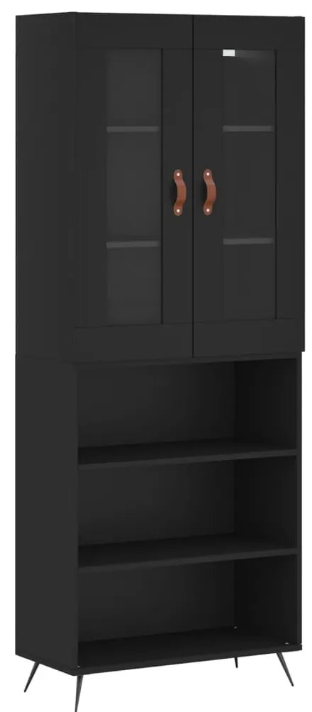 3198698 vidaXL Dulap înalt, negru, 69,5x34x180 cm, lemn compozit