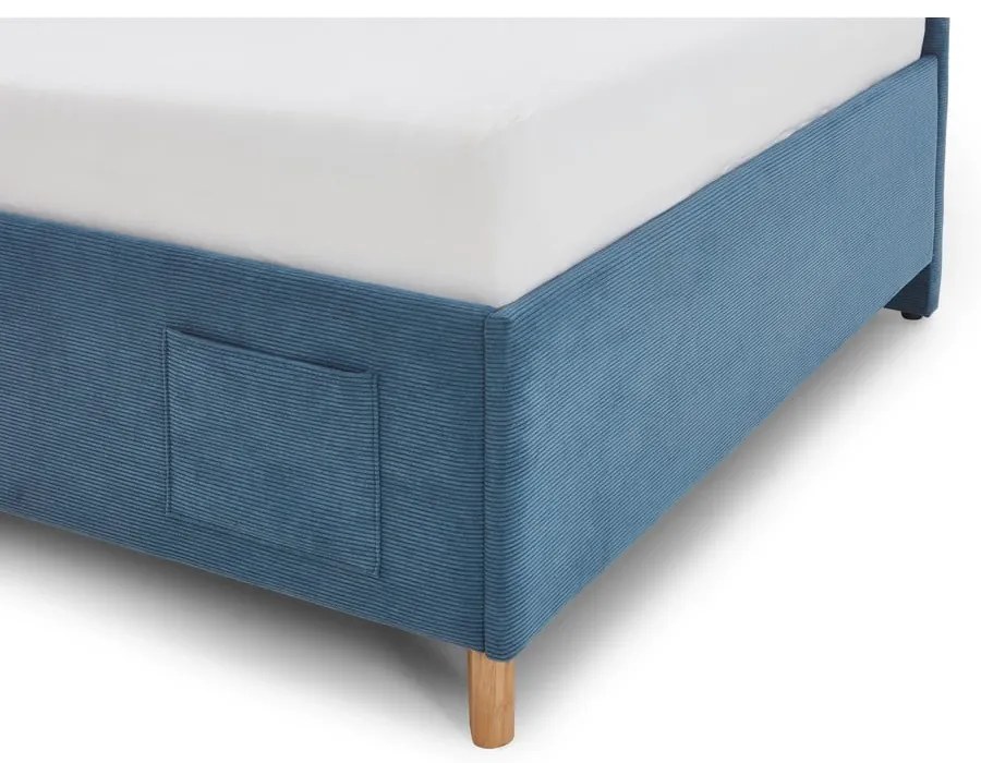 Pat pentru copii albastru pe colț tapițat fără somieră 90x200 cm Cool – Meise Möbel