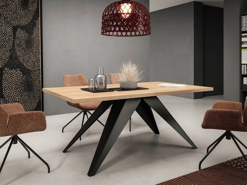 Masă sufragerie extensibilă Awalean 140 (Negru + Stejar craft auriu) (pentru 6-10 persoane). Promo -16%. 1105357