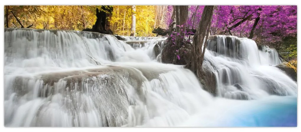 Tablou cu Erawan cascadă în pădure (120x50 cm)