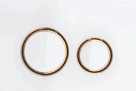 Clapeta de actionare Geberit Sigma21 sticla alb cu inel rose gold