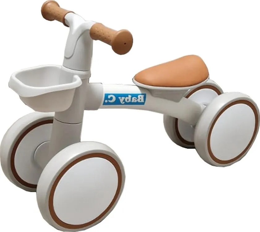 Trotineta fara pedale pentru copii Baby Care™ Balance Bike X12, Cu cosulet de depozitare, 4 Roti din spuma cauciucata EVA, Sa din piele ecologica,