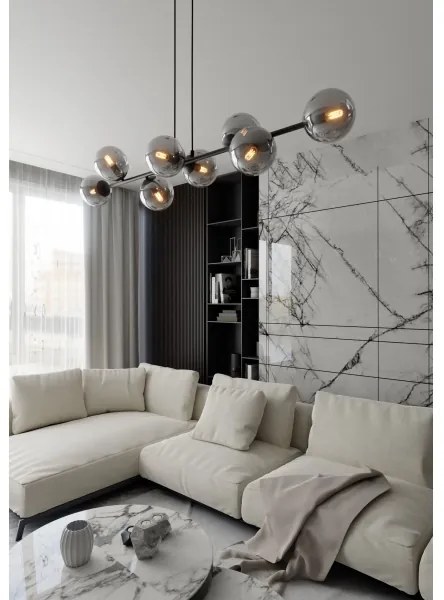 Lustră pe cablu ROSSI 8xE14/10W/230V negru/gri