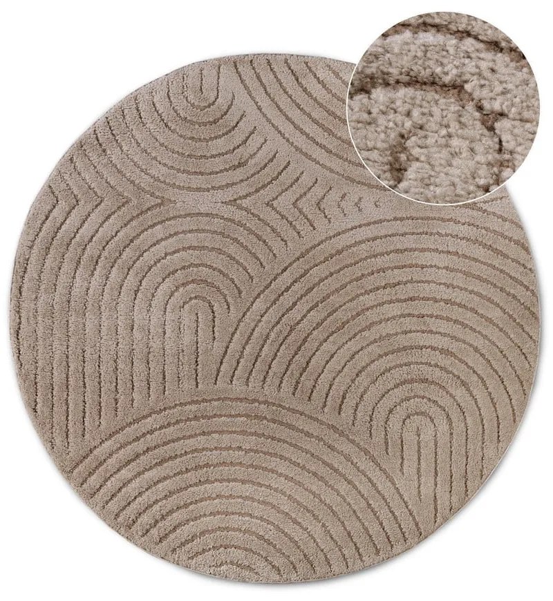Covor maro deschis rotund ø 160 cm Panglao New York Taupe – Elle Decoration