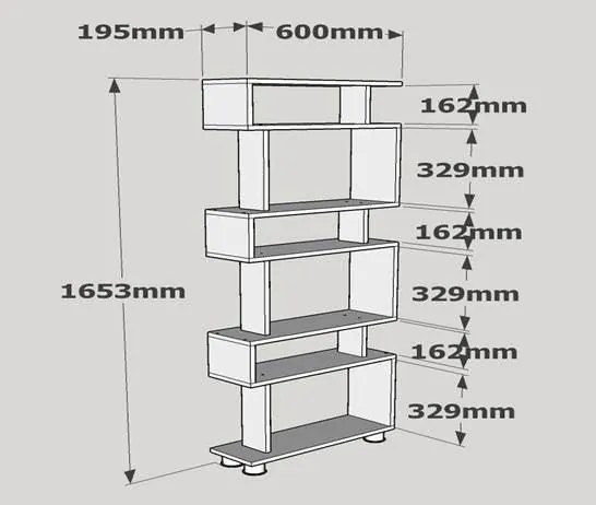 Biblioteca Block 6 Rafturi, Design Elegant, 60 x 165 x 20 cm