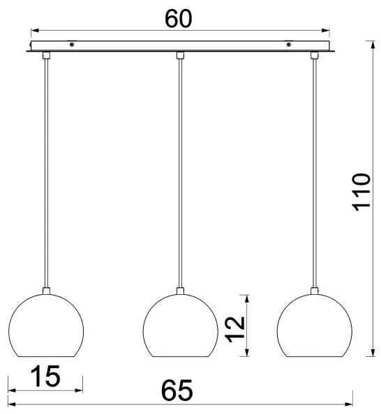Lustră suspendată pe cablu SOOL, 3x E27/15W/230V, albă