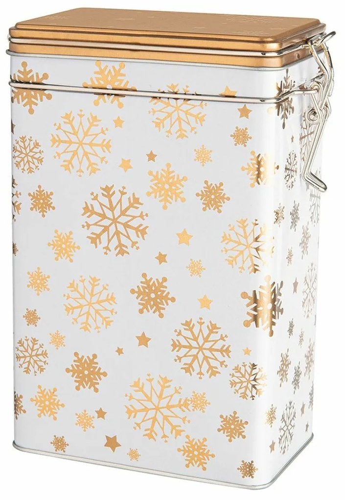 Doză de tablă Crăciun Altom Golden Snowflakes, 12 x 8 x 19 cm
