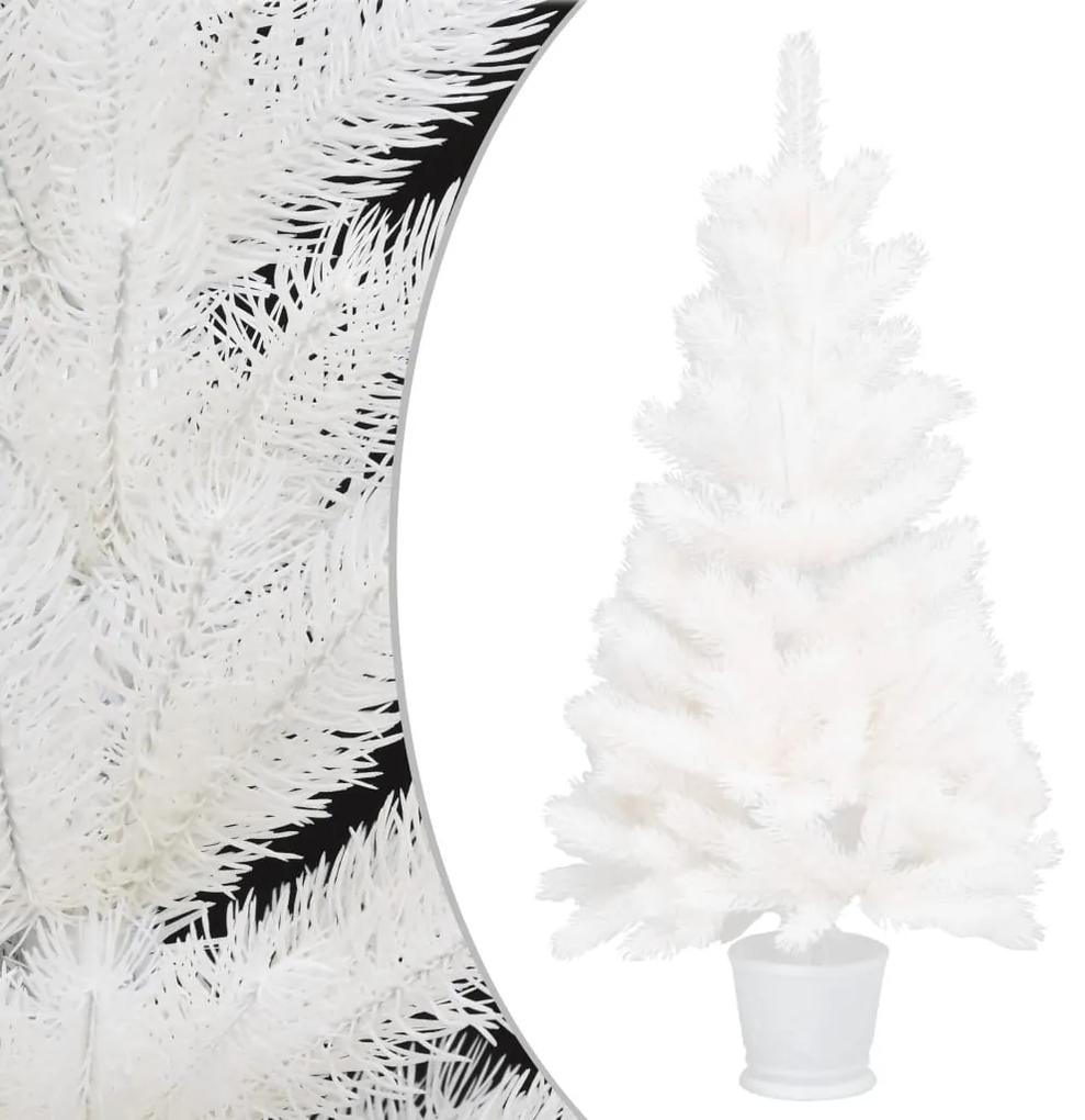 vidaXL Pom de crăciun artificial, ace cu aspect natural, alb, 65 cm