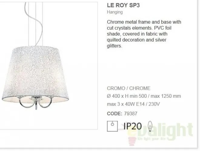 Lustra Pendul diametru 40cm LE ROY SP3 079387