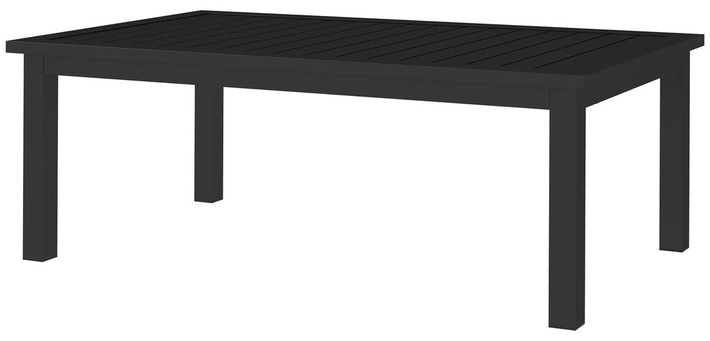 Outsunny Masă de cafea rectangulară blat cu lamele pentru interior și exterior din aluminiu, 100 x 60 x 37 cm, negru | Aosom Romania