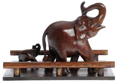 Statueta lemn elefanti pe pod
