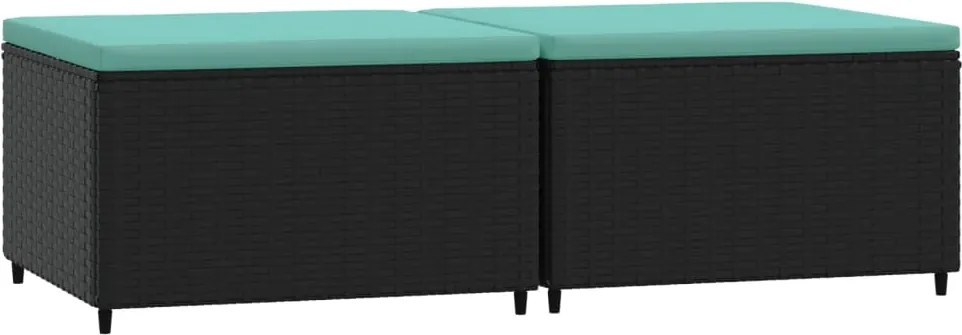 vidaXL Taburete de grădină cu perne, 2 buc., negru, poliratan