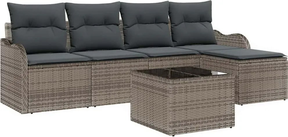 vidaXL Set de canapele pentru grădină 6 pcs Gri poliratan