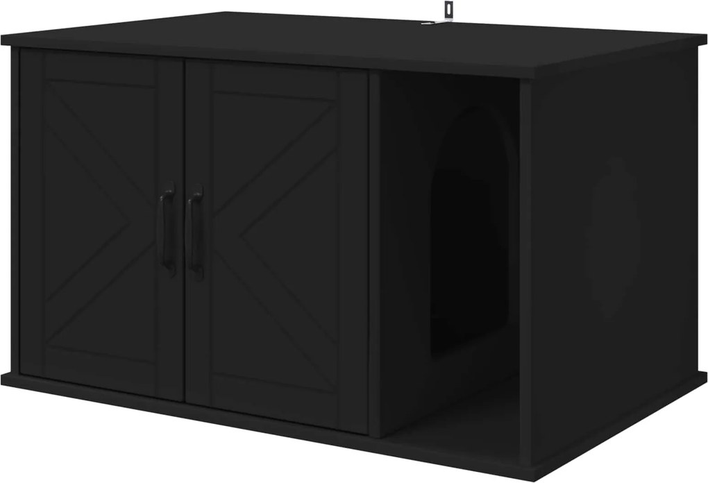 vidaXL Casa pentru pisici Negru 85 x 55 x 50 cm Lemn compozit