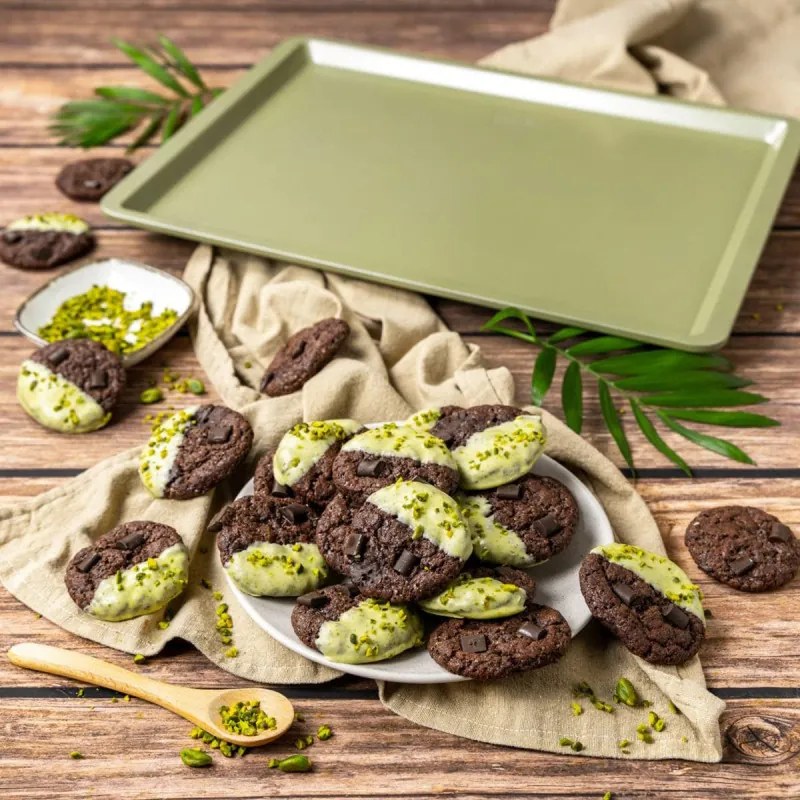 Tavа pentru copt Zenker 7457, 42x32 cm, Acoperire ILAG Maximizing Green, Pana la 180°C, Verde