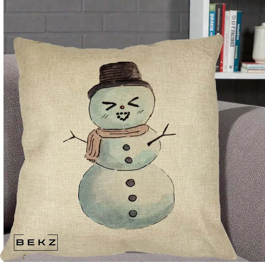 Perna Decorativa Om de Zapada Kawaii Haios, 40x40 cm, Crem, Husa Detasabila, Perna Inclusa, BEKZ®