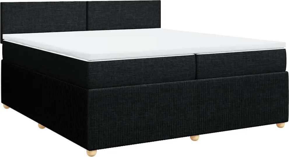 vidaXL Pat box spring cu saltea, negru, 200x200 cm, textil