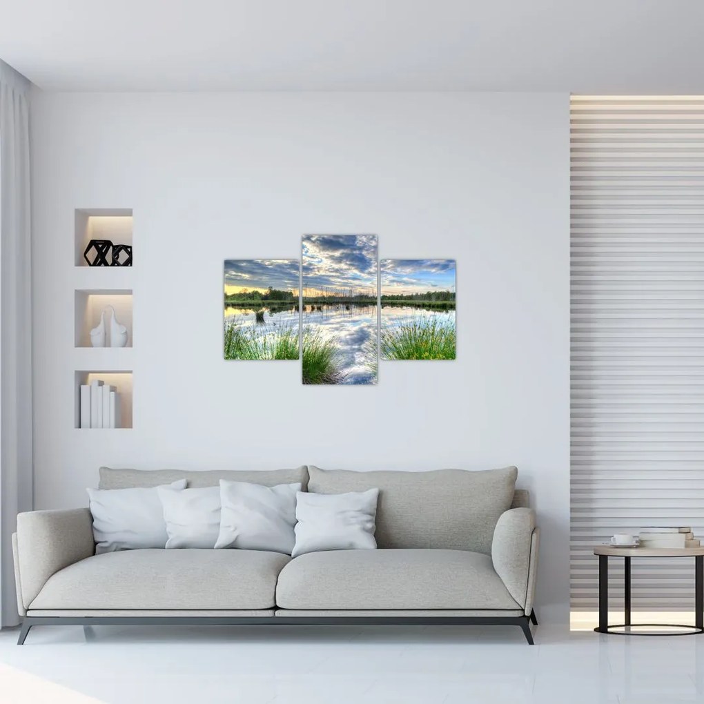 Tablou cu lac și trestie (90x60 cm)