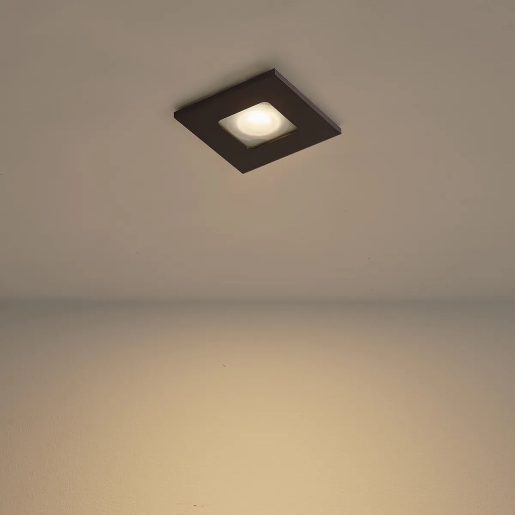 Set de 6 spoturi încastrate moderne bronz închis pătrat IP44 - Qure