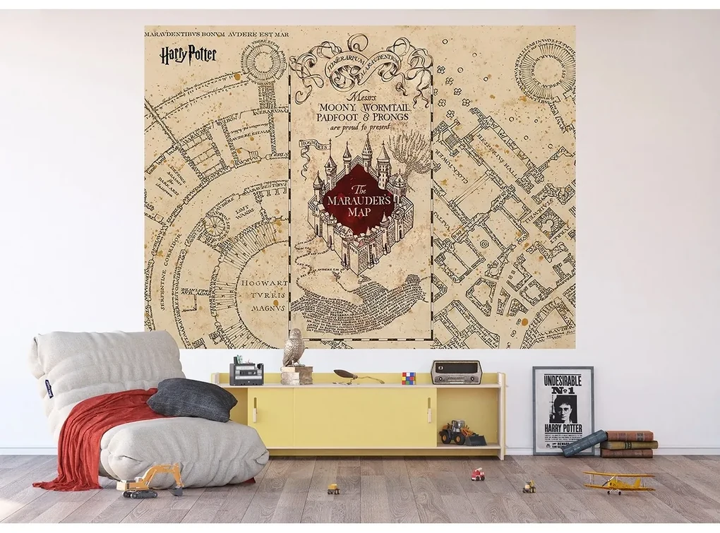 Tapet foto pentru copii Harry Potter Marauders Map252 x 182 cm, 4 părți
