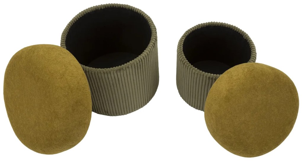 Mauro Ferretti Puff cu Depozitare Verde Set 2 Buc cm Ø 42x44-35x36 | Aosom Romania