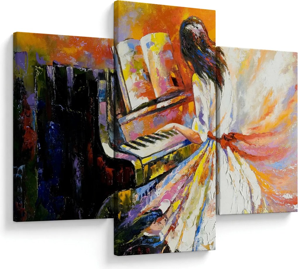 Tablou - Femeia cântând la pian (90x60 cm)