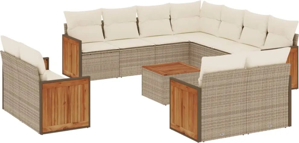 vidaXL Set canapele de grădină cu perne, 12 piese, bej, poliratan