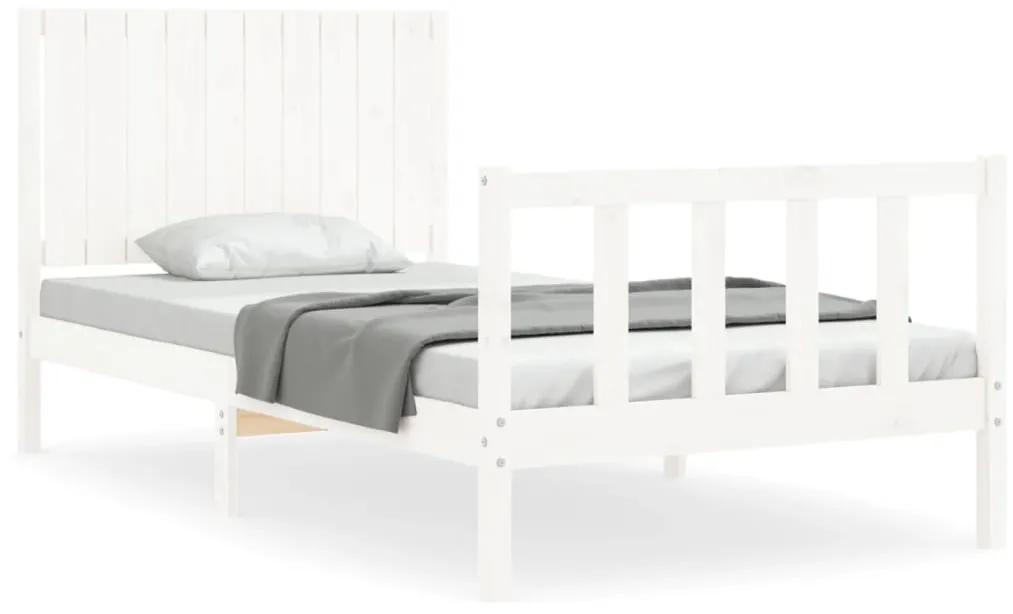 3192937 vidaXL Cadru de pat cu tăblie, alb, 100x200 cm, lemn masiv
