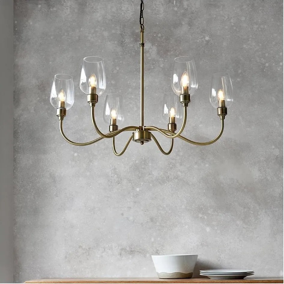 Endon 107791 - Candelabru pe lanț 6xE14/6W/230V alamă
