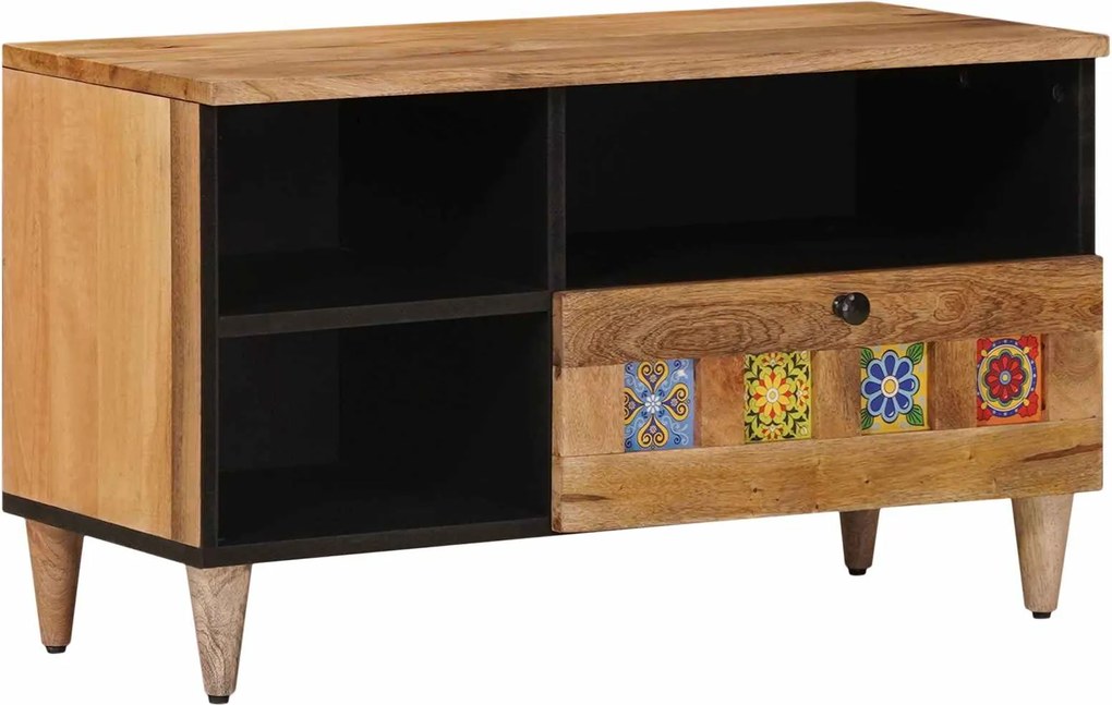 vidaXL Cabinet TV natural 80 x 33,5 x 46 cm Lemn de mango solid