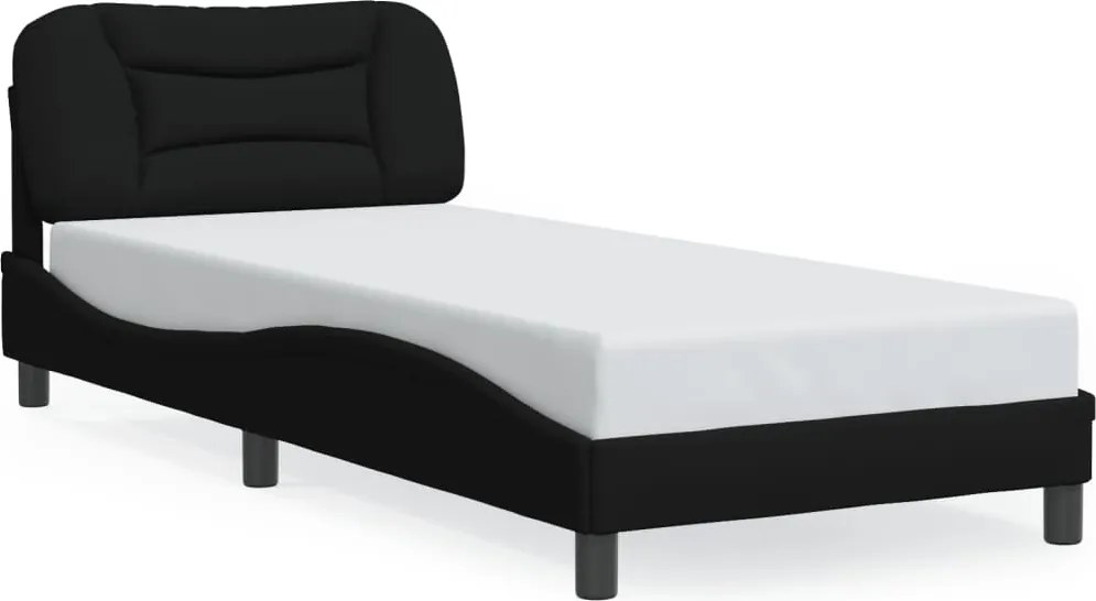 vidaXL Cadru de pat cu LED fără saltea Hvar țesătură neagră 80x200 cm