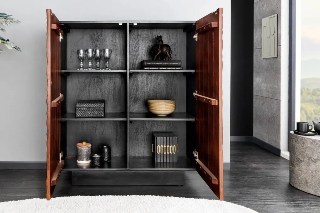 Comoda, Bufet cu model 3D, Lemn Salcam, Maro, FLUID 110cm