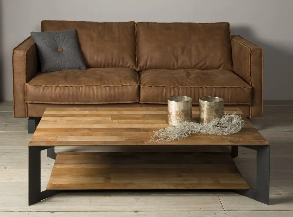 Masuta de cafea dreptunghiulara din lemn cu spatiu de depozitare 135x75x35 cm maro