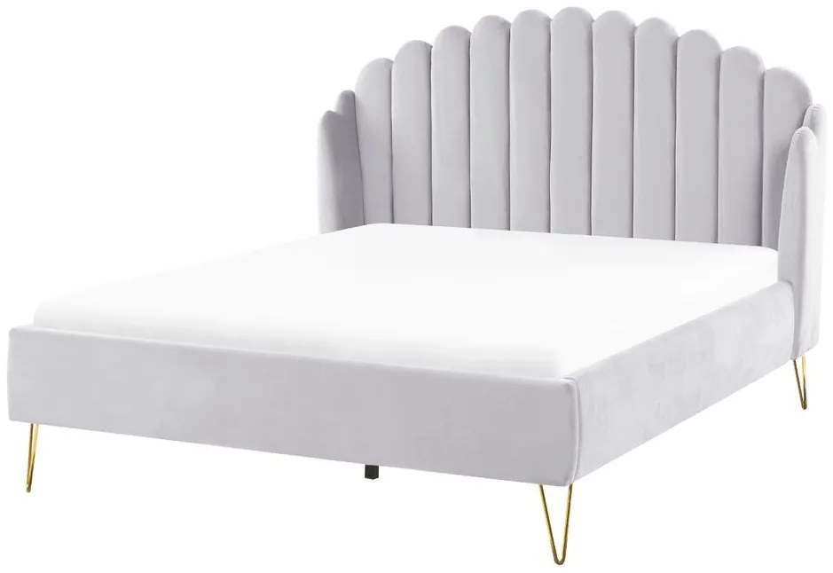 Pat matrimonial 140 cm Alise (gri) (cu somieră). 1077497