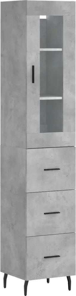 vidaXL Dulap înalt, gri beton, 34,5x34x180 cm, lemn prelucrat