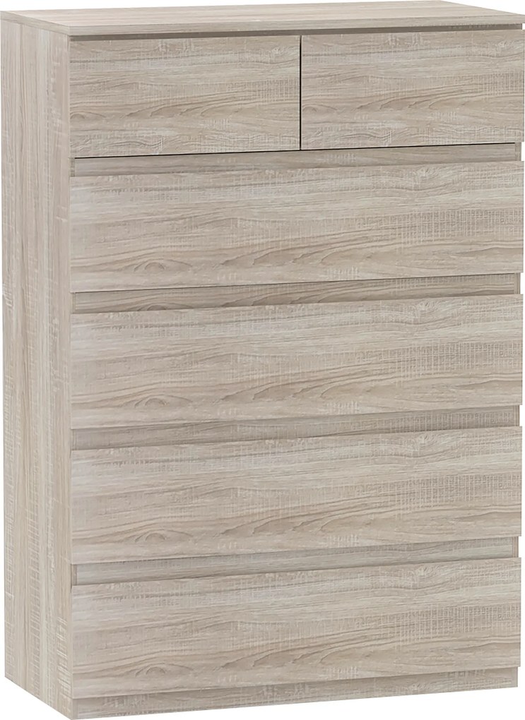 HOMCOM Comodă 6 sertare, mobilier de depozitare fără mânere design minimalist 80 x 39 x 115 cm lemn natural | Aosom Romania