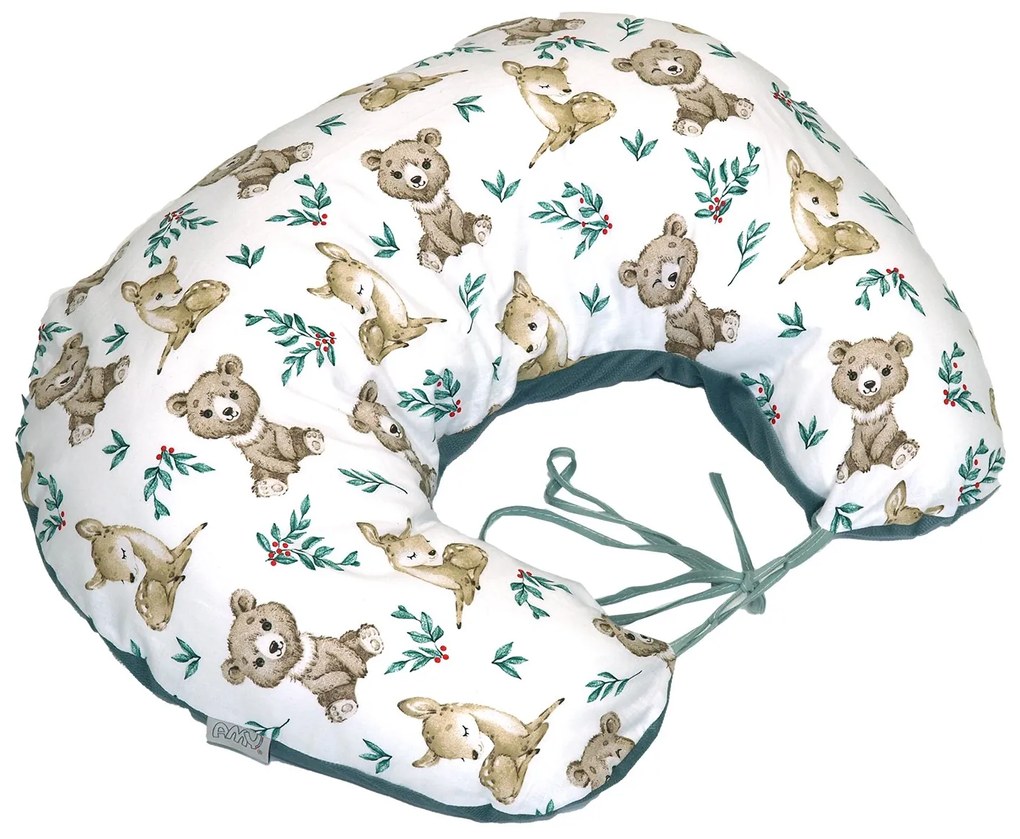 Perna pentru gravide si alaptare, husa detasabila cu fata dubla, bumbac si catifea, si umplutura antialergica BabySoft  , Teddy Khaki, Amy
