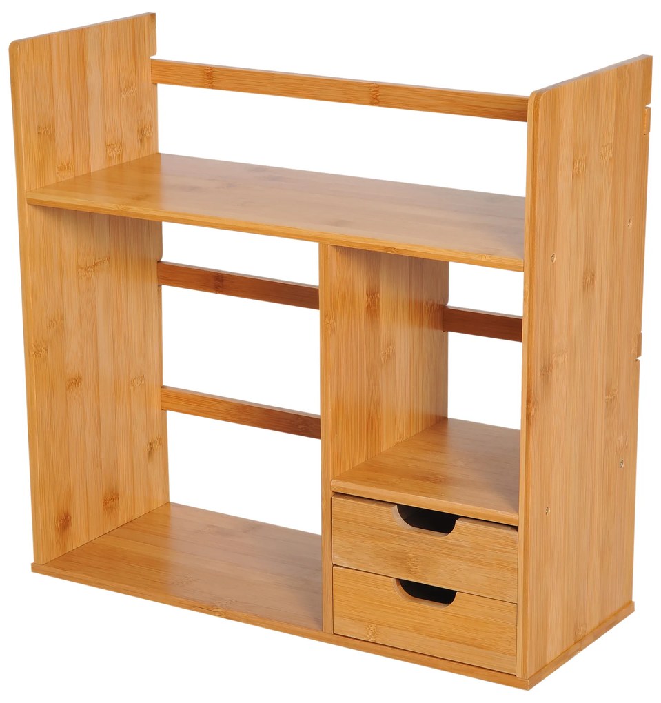 HOMCOM Raft Cărți Birou Bibliotecă Depozitare Organizator Birou Bucătărie Baie Lemn de Bambus Natural | Aosom Romania