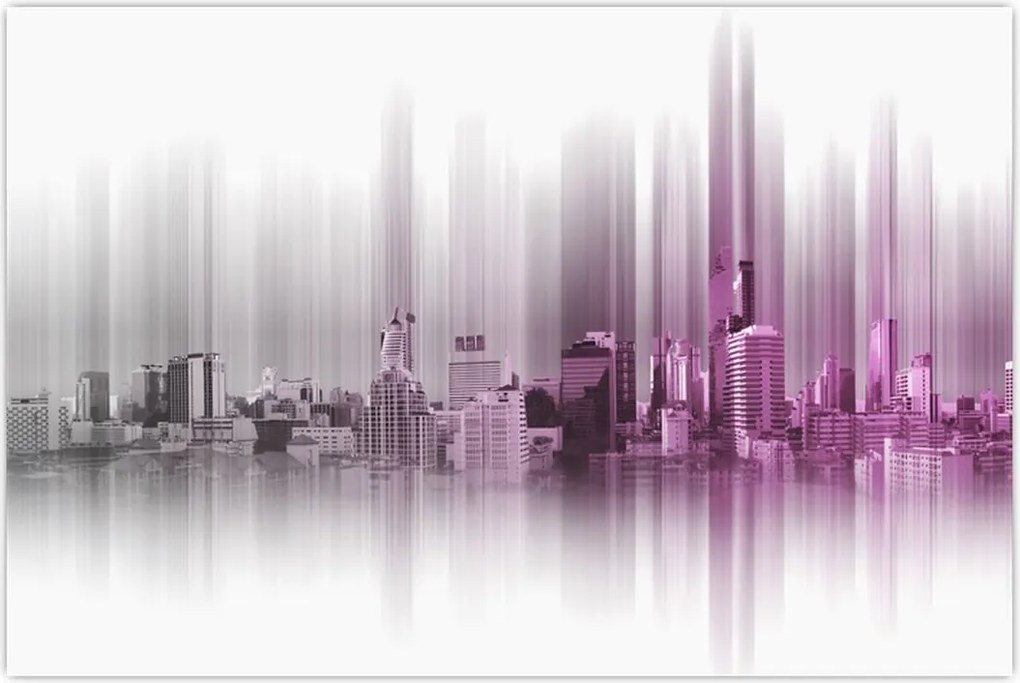 Tablou - Panorama orașului, roz-gri (90x60 cm)