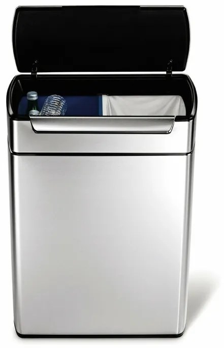 Cos tactil patrat pentru deseuri sortate 24 + 24 l otel mat, inox