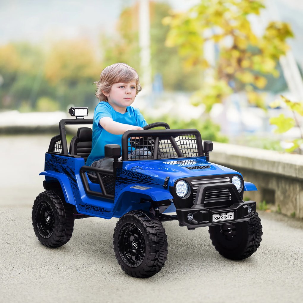 AIYAPLAY Mașină Offroad pentru Copii 3-6 Ani 12V cu Telecomandă Albastru | Aosom Romania