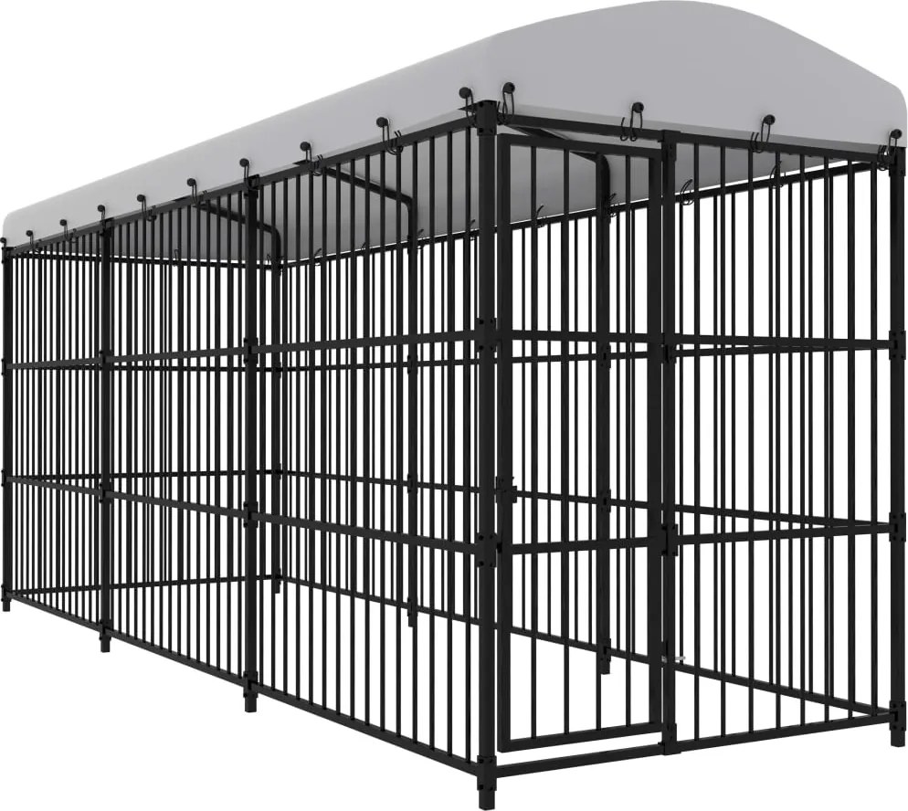 vidaXL Padoc pentru câini de exterior, cu acoperiș, 450 x 150 x 210 cm