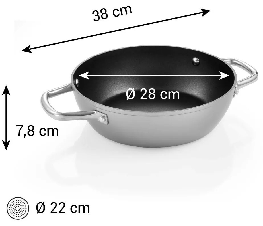Tescoma Tigaie adâncă GrandCHEF+ diam. 28 cm, 2mânere, diam. 28 cm