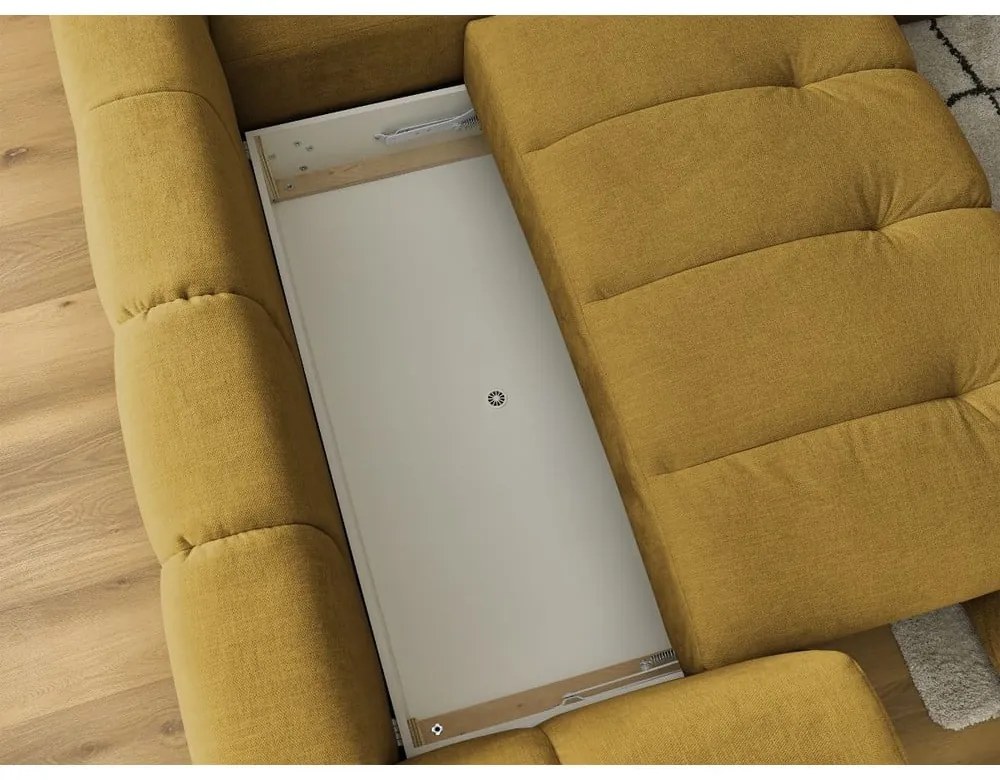 Colțar galben muștar extensibil/cu spațiu de depozitare (cu colț pe partea dreaptă/în formă de ”L”) Fuji – Bobochic Paris