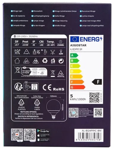 Bec LED RGBW dimabil Aigostar MESH G120 E27/4,9W/230V 2700-6500K + telecomandă
