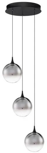 Lustra moderna cu 3 pendule LED, Metal, Sticla, Fumuriu, ORENDA